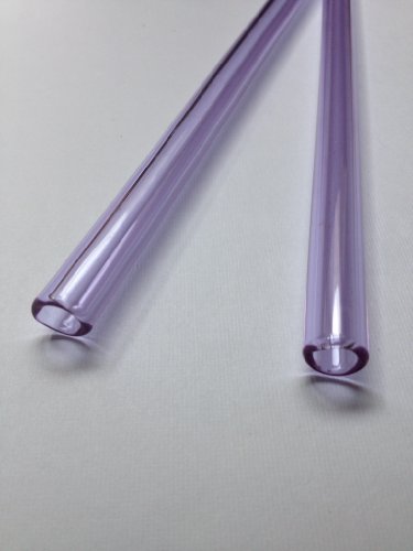 Set of Two-Beautiful, Crystal clear, Purple Drink Straws 9.5mm x 8" w/brush