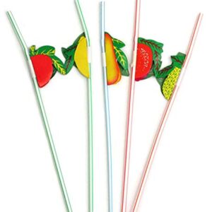 JQYXSS 50 PCS Disposable Cocktail Drinking Straws for Tropical Hawaiian Beach Cocktail Luau Birthday Party Decorations Supplies for Drinkware