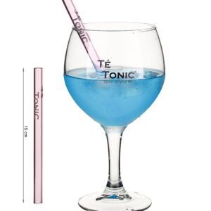 Te Tonic 6 colored reusable glass drinking straws - Environmentally friendly straws - cleaning brush included