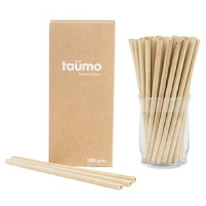 thick & heavy-duty compostable bamboo straws - disposable & biodegradable straws for cocktail parties, wedding, barbeques, coffee & on-the-go drinks by taümo