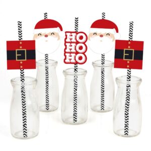big dot of happiness jolly santa claus paper straw decor - christmas party striped decorative straws - set of 24