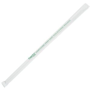 karat earth c9200 9.75" jumbo pla straws, paper-wrapped, clear (case of 4800)