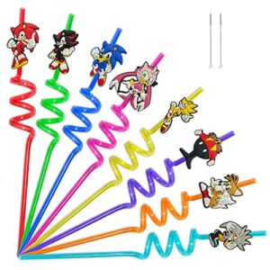 24pcs birthday party supplies reusable drink straws with 2 cleaning brushes themed party favors