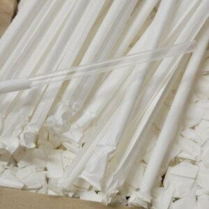 Plastic Drinking Straws Paper Wrapped 7.75" inch Translucent Plastic Straws (500)
