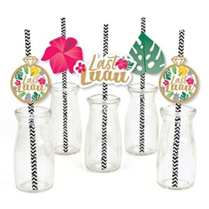 big dot of happiness last luau - paper straw decor - tropical bachelorette party and bridal shower striped decorative straws - set of 24