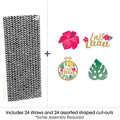 Big Dot of Happiness Last Luau - Paper Straw Decor - Tropical Bachelorette Party and Bridal Shower Striped Decorative Straws - Set of 24