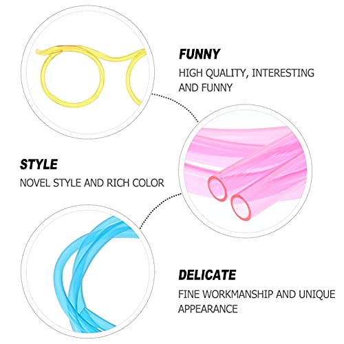 Healifty Straw Sunglasses 12pcs Glasses Straw Flexible Drinking Straw Fun Party Drinking Straw Glasses Cocktail Straws Stirrer Silly Straw Glasses Child Pvc Unique Blender