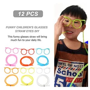 Healifty Straw Sunglasses 12pcs Glasses Straw Flexible Drinking Straw Fun Party Drinking Straw Glasses Cocktail Straws Stirrer Silly Straw Glasses Child Pvc Unique Blender