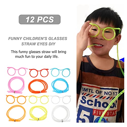 Healifty Straw Sunglasses 12pcs Glasses Straw Flexible Drinking Straw Fun Party Drinking Straw Glasses Cocktail Straws Stirrer Silly Straw Glasses Child Pvc Unique Blender