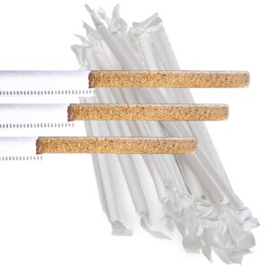 agave fiber straws - 500ct individually wrapped biodegradable 8.2" straws by ecoware. plant based, eco-friendly, 100% recyclable, alternative to paper & plastic straws