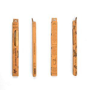 Personalized Bamboo Straw Individual kit - MOVE Line by Bamboo Step: 1 Reusable Straw and a cleaning brush in a kraft paper box. Laser Engraving of Custom Text. (Regular Diameter size)