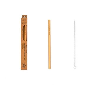 Personalized Bamboo Straw Individual kit - MOVE Line by Bamboo Step: 1 Reusable Straw and a cleaning brush in a kraft paper box. Laser Engraving of Custom Text. (Regular Diameter size)