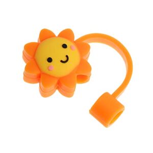 cute splash proof reusable cartoon plugs cover straw tips silicone straw plug drinking dust cap cup accessories(type 7)