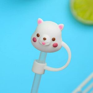 Cute Splash Proof Reusable Cartoon Plugs Cover Straw Tips Silicone Straw Plug Drinking Dust Cap Cup Accessories(Type 7)