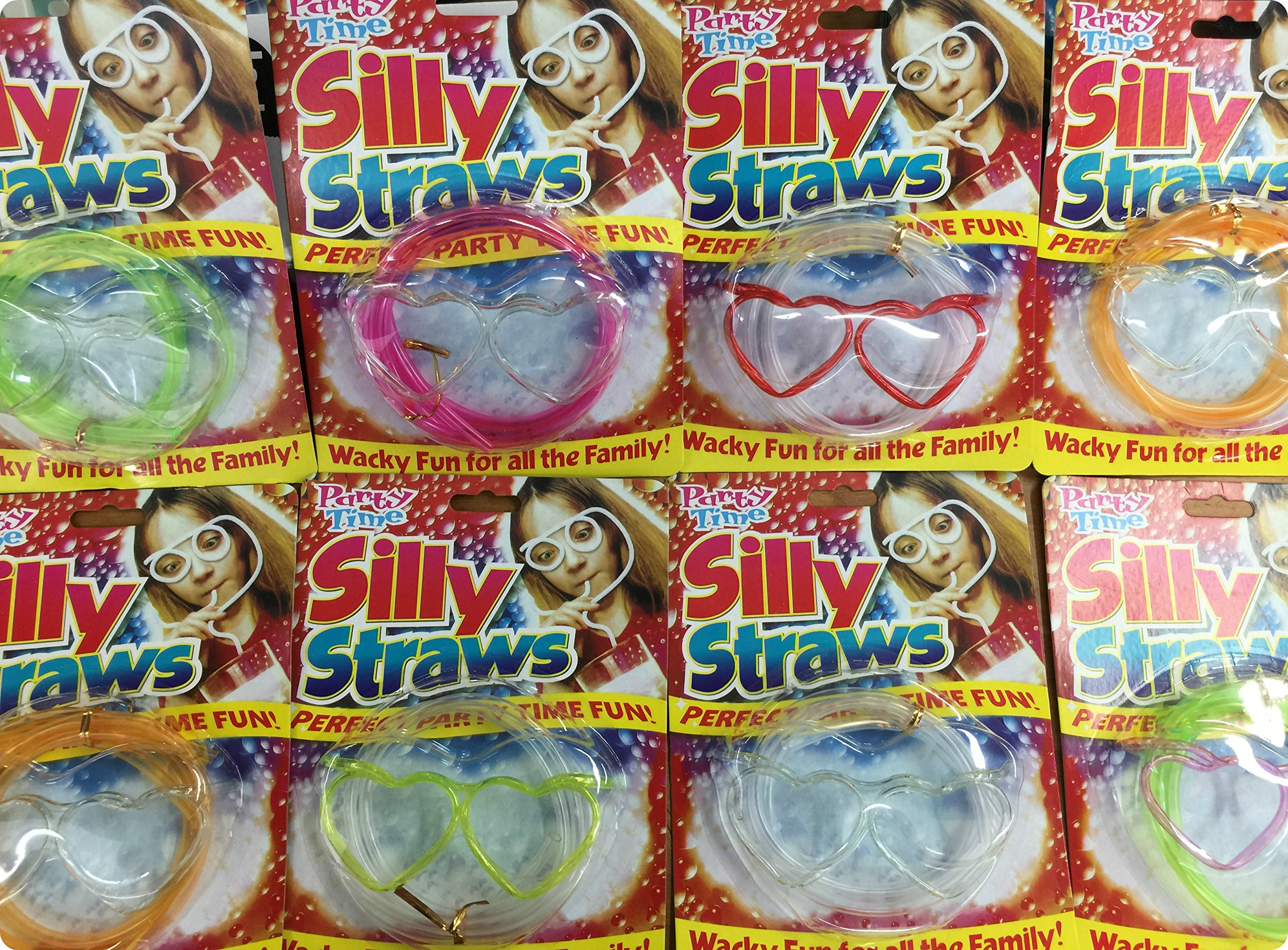 8 x Novelty Flexible Soft Glasses Silly Drinking Straw Sip 'N Swirl Eyeglasses Straw glasses (round)