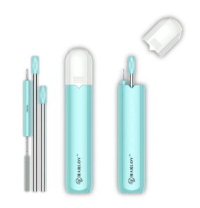 stainless steel 3-way personal pocket straw, reusable, portable, 3 sizes, stainless-steel drinking straws, with silicone connecting sleeve, cleaning brush, and carrying case for personal use
