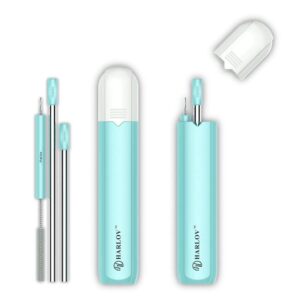 STAINLESS STEEL 3-WAY PERSONAL POCKET STRAW, Reusable, Portable, 3 Sizes, Stainless-Steel Drinking Straws, with Silicone Connecting Sleeve, Cleaning Brush, and Carrying Case for Personal Use