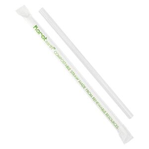 karat earth 7.75" giant pla straws (7mm) paper wrapped - clear (case of 1200)