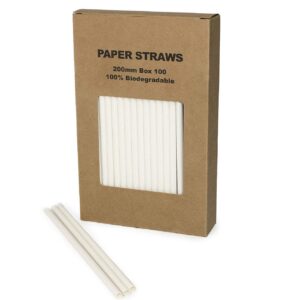 Perfectware 7.75 Jumbo Paper Straw Un 100 7.75" Jumbo Paper Straw Unwrapped (Pack of 100)