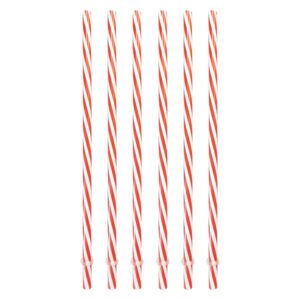 sunshine mason co. plastic reusable drinking straws 6 pieces, red stripe