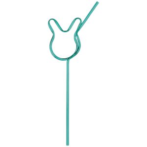 bunny shaped reusable plastic straw - 11.25" long - pack of 6 (blue)