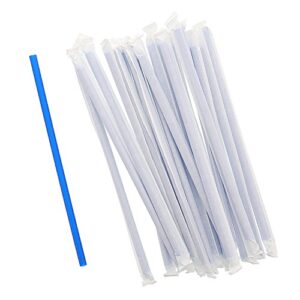 AmerCare 9 Inch Giant Blue Paper Wrapped Straws, Case of 1200