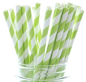 green striped paper party straws - 25 pack – old fashioned soda cola straws, christmas lime green striped straws