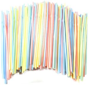 a miniature sleigh 200 pack plastic bendy drinking straws - disposable flexible bendable reusable straws for kids
