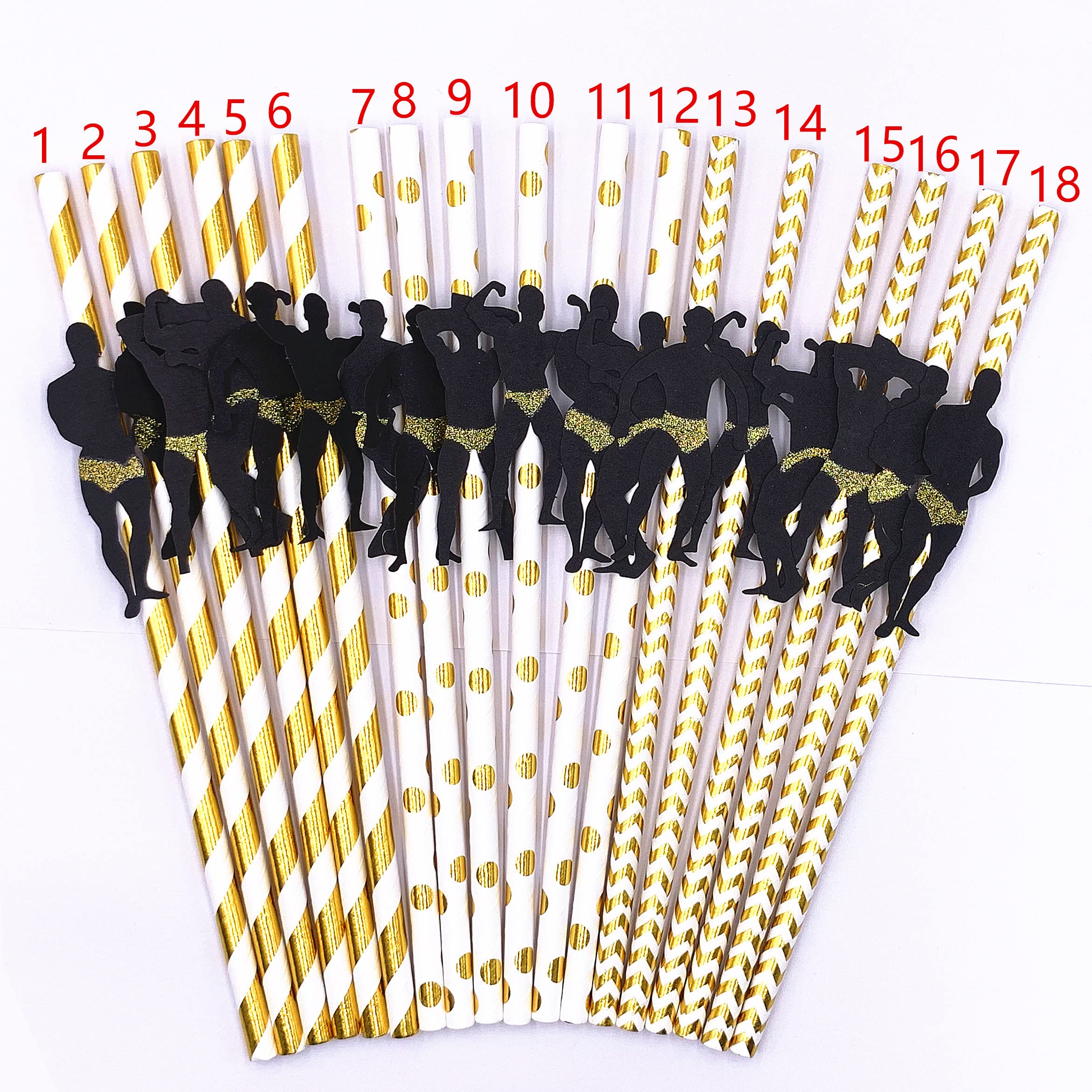 Bachelorette Party Decorations, 36PCS Gold & Rose Gold Naughty Straws Fitness MEN Straw Glitter Confetti Pre-Glued for Hen Girls Night Out Decorations