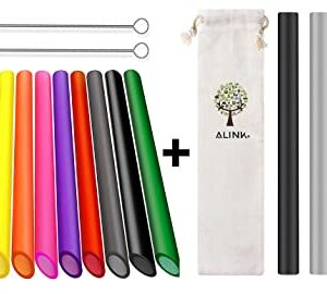 ALINK 12 Reusable Boba Straws + 4 Silicone Boba Tea Straws