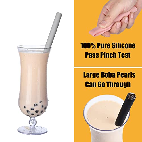 ALINK 12 Reusable Boba Straws + 4 Silicone Boba Tea Straws