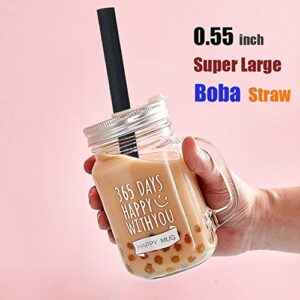 ALINK 12 Reusable Boba Straws + 4 Silicone Boba Tea Straws