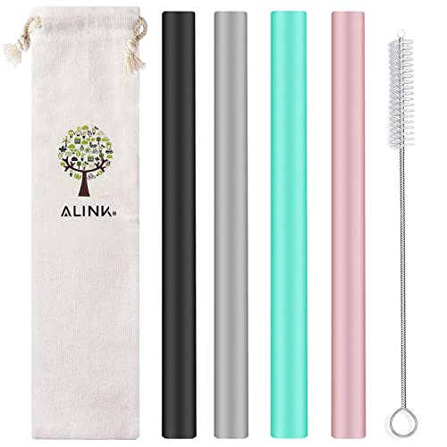 ALINK 12 Reusable Boba Straws + 4 Silicone Boba Tea Straws