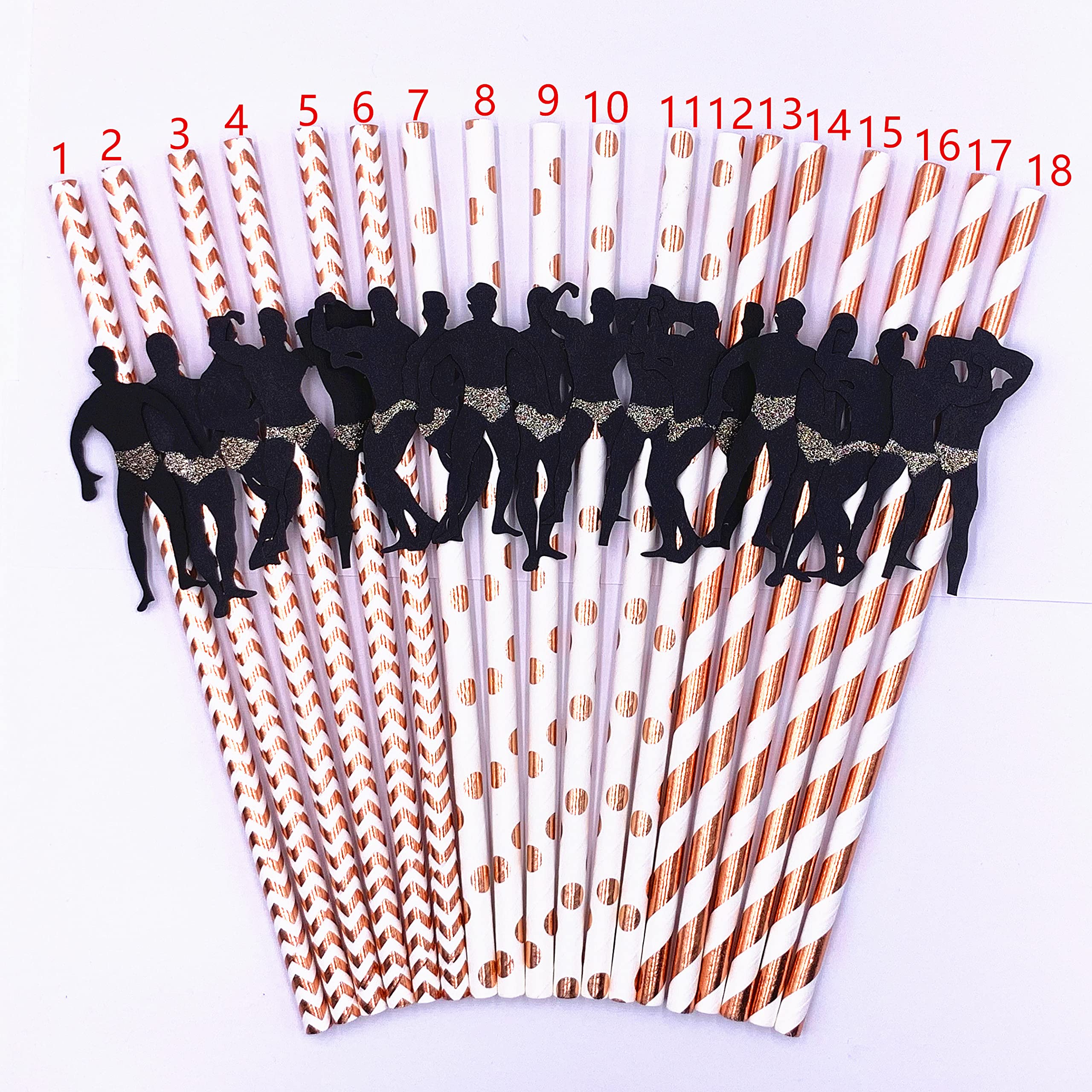 Bachelorette Party Decorations, 36PCS Gold & Rose Gold Naughty Straws Fitness MEN Straw Glitter Confetti Pre-Glued for Hen Girls Night Out Decorations