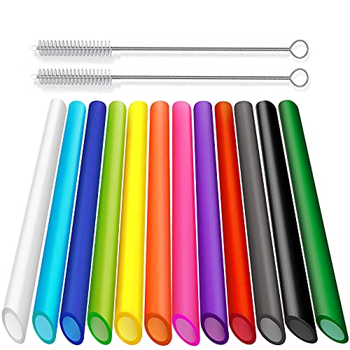 ALINK 12 Reusable Boba Straws + 4 Silicone Boba Tea Straws