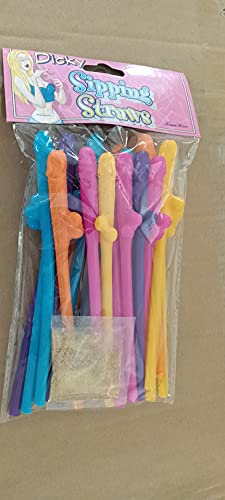 Dic Straws - Multi Colour Pack of 20 straws with Sparkling Glitter pack - Perfect for Bachelorette Party Supplies, Bachelorette Games, Bridal Shower Decorations ,Bridesmaid Gifts and Gay Weddings