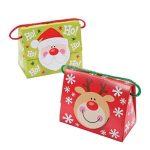 fun express christmas tent boxes with handle, 5 x 2 3/4 x 4 1/4-inch with 4-inch handles (pack of 12)