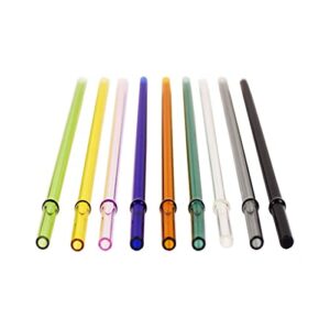 Reusable Glass Straws Colored Borosilicate Glass Straight Tubes Food Grade Heat Resistant Straws Suitable for Hot and Cold Drinks Such As Beverages Milkshakes Smoothies Wine Etc,Black