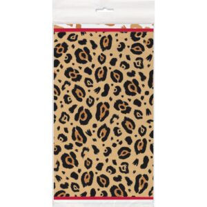 cheetah print plastic tablecloth, 84" x 54"