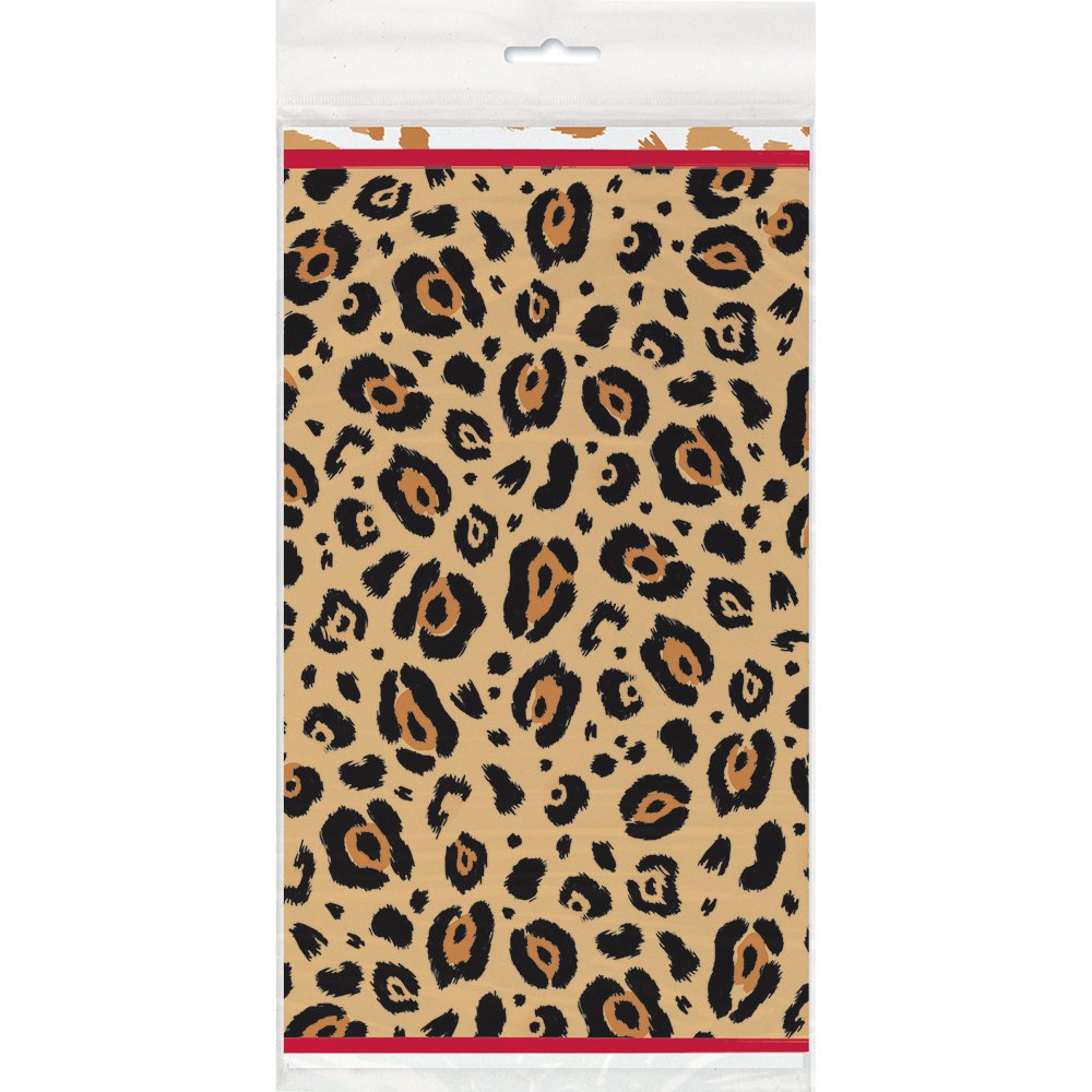 Cheetah Print Plastic Tablecloth, 84" x 54"