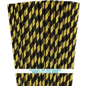 black and gold foil paper straws - striped - 7.75 inches - 100 pack outside the box papers brand