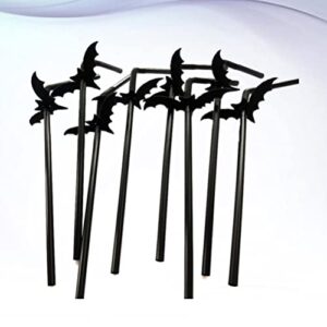 INOOMP 50 Sets Halloween Bat Party Straws Halloween Straws Party Supplies Plastic Straw for Drinking