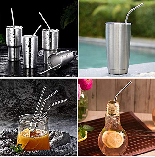 CALCA 10.5in Long Stainless Steel Drinking Straws for 30 oz and 20 oz Tumblers, Reusable Long Drinking Straws Set of 4, Cleaning Brush Included - US Stock