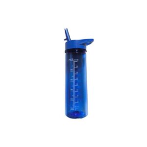 AJS Colorful Plastic Water Bottles with Flip-Up Straws (Blue)