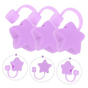 TENDYCOCO 3pcs Soft Rubber Straw Stopper Silicone Straw Tips Cover Straw Covers Cap Rubber Straws Tips Lovely Straws Tip Straw Tips Lid Purple Protective Cover -