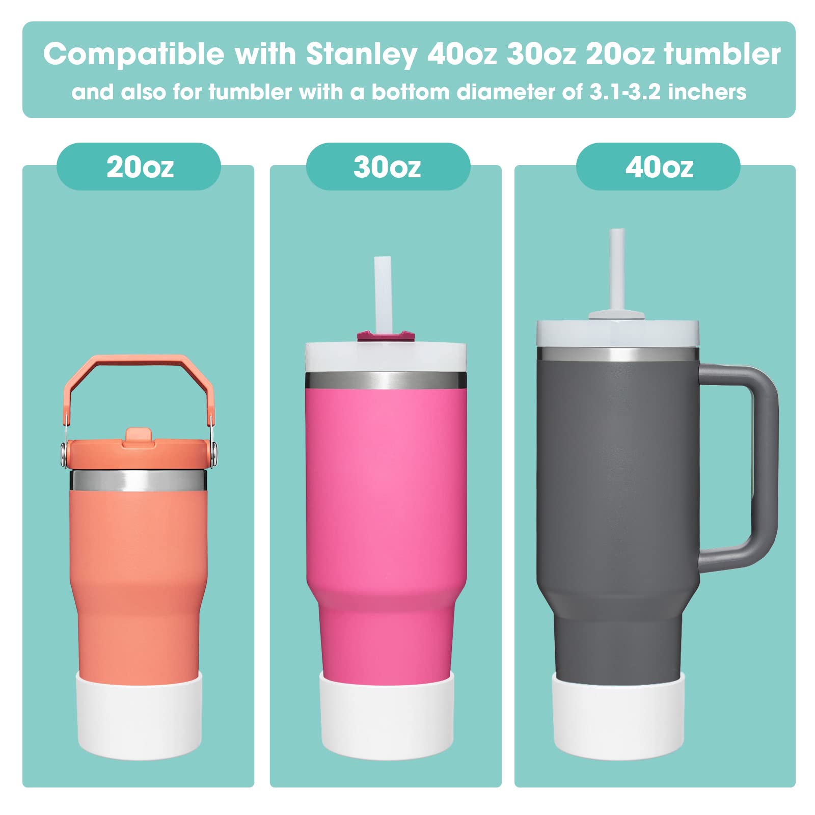 Airboat 8Pack Replacement Straws and 2Pack Protective Silicone Boot Sleeve for Stanley 40oz 30oz 20oz 14oz Tumbler