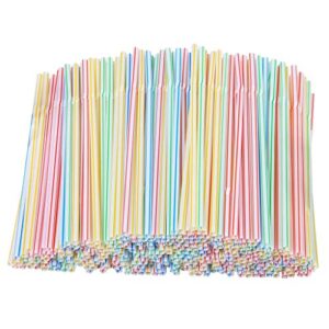 1000pcs flexible straws,plastic drinking straws, 8" long, stripes multiple colors straws ,suitable for various drinks, juice, milk, tea, cocktails, parties, daily use (1000pcs)