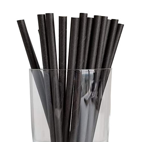 5,000 Black Paper Straws Length 7.67" Diameter 6mm Disposable Drinking Biodegradable Dye Free Bulk Straw | Canada Brown (Black)