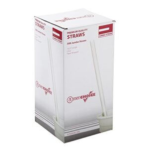 AmerCare 10.25 Inch Jumbo Clear Paper Wrapped Straws, Case of 2000