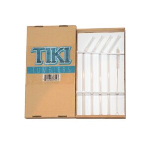 Tiki Tumblers Reusable Glass Drinking Straws 4 Piece with Cleaning Brush | 9.5mm diameter | BPA Free | Non - Toxic | Great for Smoothies, Cocktails, (9.5" Bent)